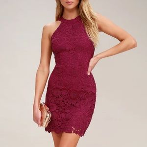 Lulus Love Poem Magenta Lace Dress
